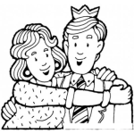 Dibujo para colorear Dibujo De Mama Y Papa Con Corona Del Rey De La Casa Para Pintar Y Colorear