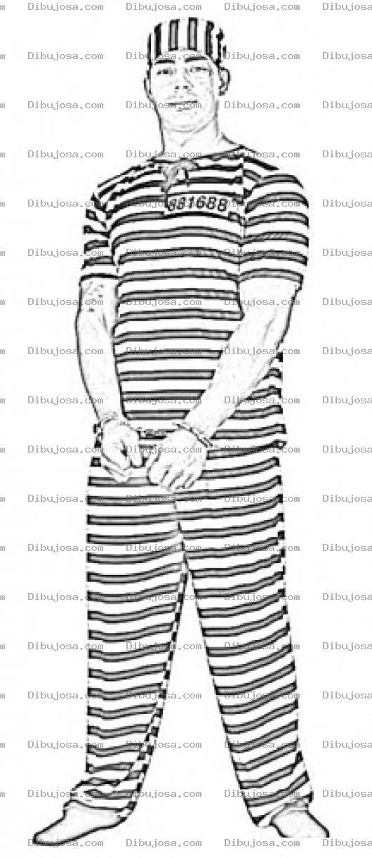 Dibujo para colorear Dibujo De Prisionero Presidiario Preso Encarcelado Para Pintar Y Colorear Con Uniforme De La Pricion De Alcatraz