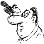 Dibujo para colorear Dibujo De Urraca En La Nariz De Un Hombre Para Pintar Y Colorear