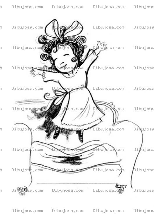 Dibujo para colorear Dibujo De Nina Saltando En El Colchon De Un Sofa Para Pintar Y Colorear Saltando En Un Sillon