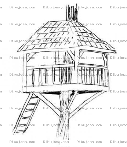Dibujo para colorear Casas De Arboles Dibujo De Casa En Arbol Para Pintar Y Colorear Idea De Como Hacer Una Casita De Madera En Un Arbol