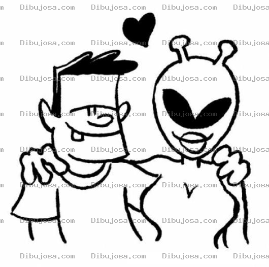 Dibujo para colorear Amor Extraterrestre Dibujo De Hombre Enamorado De Una Marciana Para Pintar Y Colorear El Amor Es Ciego