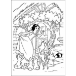 Dibujo para colorear Blanca Nieves tocando la puerta