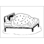 Dibujo para colorear Colchas Sabanas Y Edredones Dibujo De Nino Durmiendo En Su Cama Cubierto Con Un Poncho Calientito Para Pintar Y Colorear