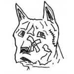 Dibujo para colorear Veterinarias Dibujo De Perrito Raza Pitbull Mordido Y Lastimado En Una Pelea De Perros Para Pintar Y Colorear