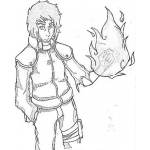 Dibujo para colorear Mano De Fuego Dibujo De Chico Con Una Llama De Fuego En La Mano Izquierda Para Pintar Y Colorear