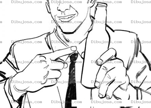 Dibujo para colorear Botella Sin Marca Dibujo De Un Hombre Anunciando Una Bebida Sin Ninguna Marca Para Pintar Y Colorear