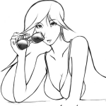 Dibujo para colorear Lentes De Sol Dibujo De Chica En La Playa Con Lentes Oscuros Para Pintar Y Colorear