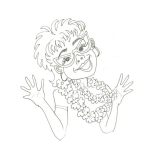 Dibujo para colorear Dibujo De Chica De Pelo Corto Con Anteojos Y Collar De Flores Para Pintar Y Colorear