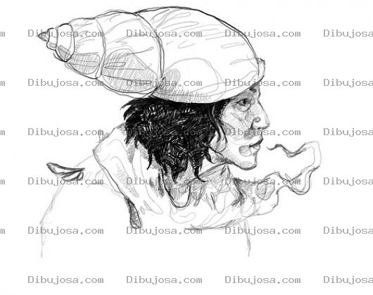 Dibujo para colorear Dibujo De Hombre Con Sombrero De Caracol Para Pintar Y Colorear