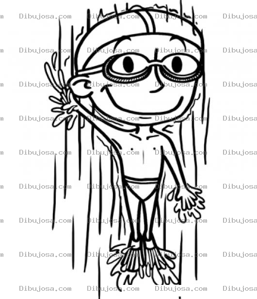 Dibujo para colorear Dibujo De Nino Saltando De Una Catarata Para Pintar Y Colorear Waterfall