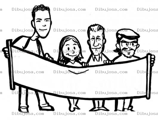 Dibujo para colorear Dibujo De Personas Protestando Con Un Cartel Para Pintar Y Colorear Gente En Una Manifestacion Con Una Manta O Pancarta En Una Huelga De Estudiantes Manifestantes