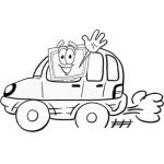 Dibujo para colorear Dibujo De Una Computadora Manejando Un Carro Para Pintar Y Colorear Un Ordenador Conduciendo Un Coche