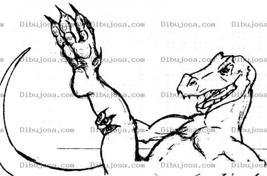 Dibujo para colorear Dibujo De Dinosaurio Estirandose La Pierna Para Pintar Y Colorear