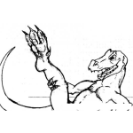 Dibujo para colorear Dibujo De Dinosaurio Estirandose La Pierna Para Pintar Y Colorear