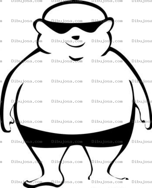 Dibujo para colorear Dibujo De Viejo Gordo Pelon En Calzoneta Y Lentes De Sol Para Pintar Y Colorear Calvo Guaton