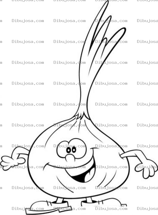 Dibujo para colorear Dibujo De Cebolla Con Patas Para Pintar Y Colorear A La Cebollita Feliz