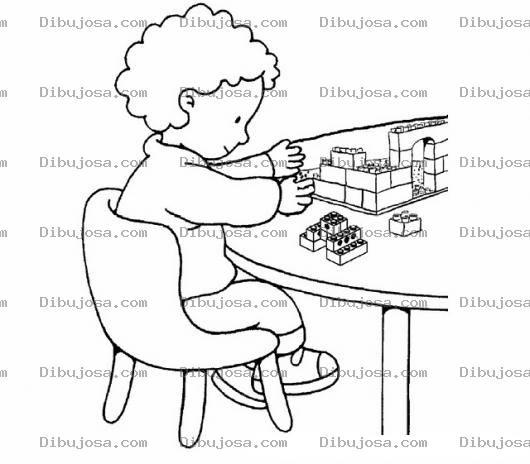 Dibujo para colorear Nino Jugando Legos Para Pintar Y Colorear
