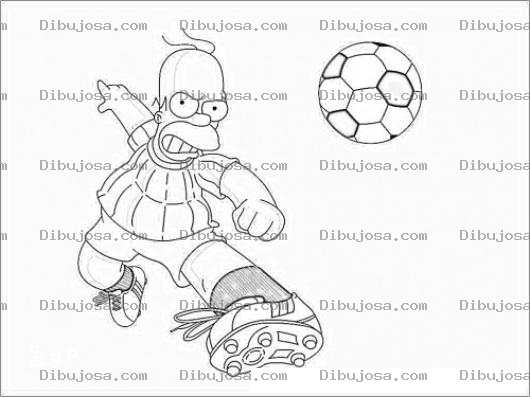 Dibujo para colorear Homero Jugando Futbol Para Pintar Y Colorear