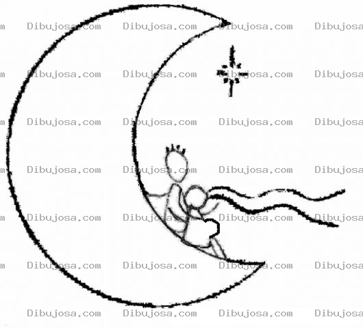 Dibujo para colorear Dibujo De Novios Enamorados En La Luna Para Pintar Y Colorear