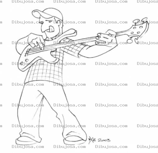 Dibujo para colorear Dibujo De Hombre Con Guitarra Electrica Para Pintar Y Colorear