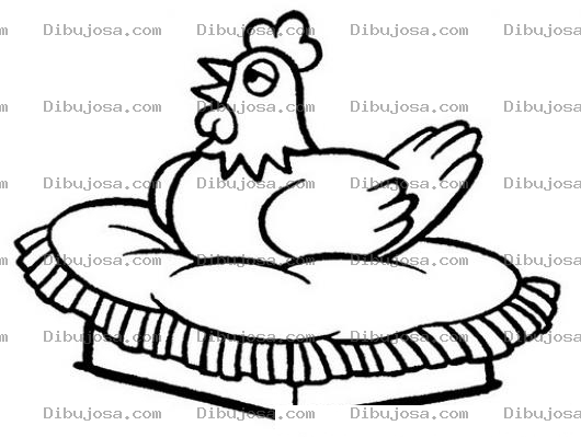 Dibujo para colorear Dibujo De Gallina Empollando Huevos Para Pintar Y Colorear