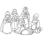 Dibujo para colorear Dibujo De Los 3 Reyes Magos Visitando A Jesus Para Pintar Y Colorear