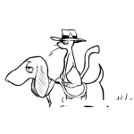 Dibujo para colorear Dibujo De Gato Montado Sobre Un Perro Para Pintar Y Colorear