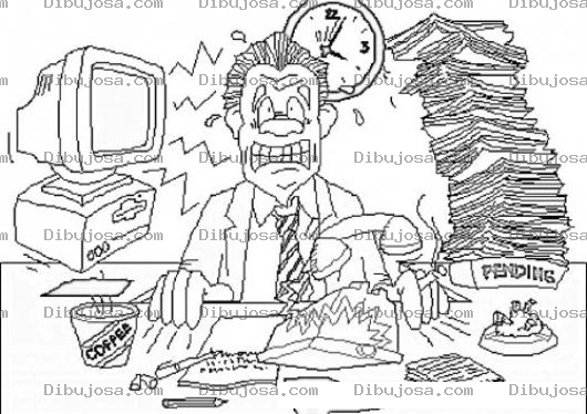 Dibujo para colorear Estress Escuatro Dibujo De Hombre Atareado Y Estresado Para Pintar Y Colorear Empleado Con Nervios De Punta