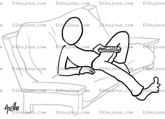 Dibujo para colorear Dibujo De Hombre Sentado En Sofa Con Control Remoto Para Pintar Y Colorear
