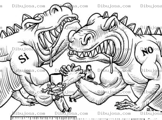 Dibujo para colorear Pulso Entre Dinosaurios Para Pintar Y Colorear Juego De Vencidas Entre Si Y No