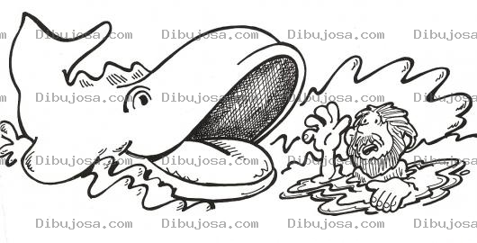 Dibujo para colorear Dibujo De Ballena Y Jonas Para Pintar Y Colorear