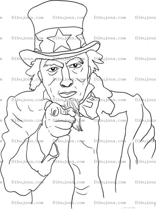 Dibujo para colorear Dibujo Del Tio Sam Para Pintar Y Colorea A Uncle Sam De Los Usa