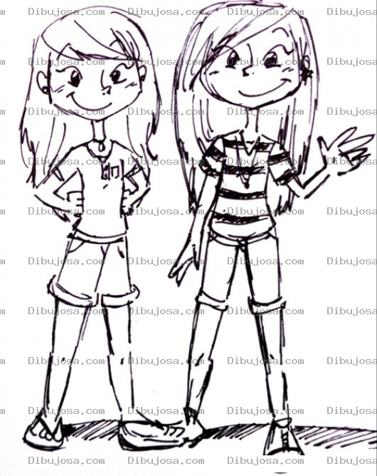 Dibujo para colorear Dibujo De Dos Amigas Para Pintar Y Colorear