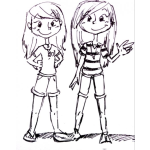 Dibujo para colorear Dibujo De Dos Amigas Para Pintar Y Colorear