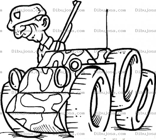 Dibujo para colorear Soldado En Carro Militar Para Pintar Y Colorear