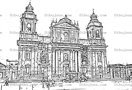 Dibujo para colorear Catedral Metropolitana De Guatemala Para Pintar Y Colorear