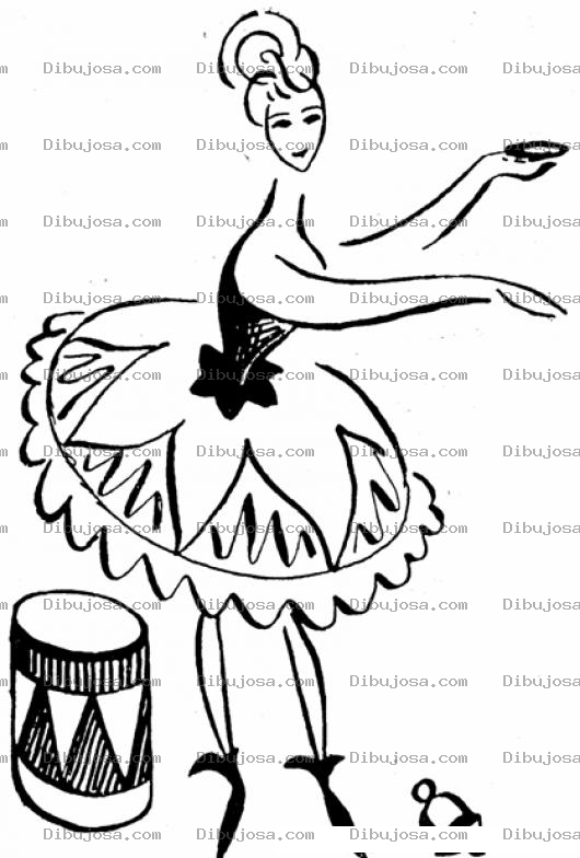 Dibujo para colorear Dibujo De Bailarina Con Un Tambor Y Una Campanita Para Pintar Y Colorear