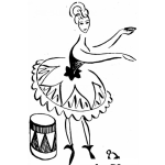 Dibujo para colorear Dibujo De Bailarina Con Un Tambor Y Una Campanita Para Pintar Y Colorear