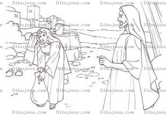 Dibujo para colorear Jesus Y La Mujer Del Pozo Para Colorear