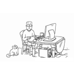 Dibujo para colorear Dibujo De Papa Trabajando En El Ordenador De Escritorio Para Pintar Y Colorear