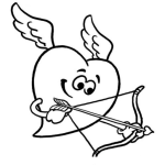 Dibujo para colorear Corazon Con Arco De Cupido Para Pintar Y Colorear