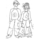 Dibujo para colorear Dibujo De Un Pareja De Adolescentes Para Pintar Y Colorear