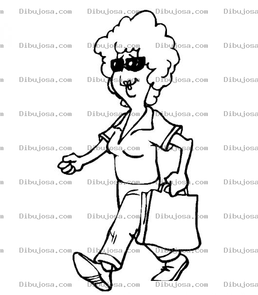 Dibujo para colorear Dibujo De Mujer Con Gafas De Solo Caminando Con Un Maletin En Mano Para Pintar Y Colorear
