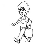 Dibujo para colorear Dibujo De Mujer Con Gafas De Solo Caminando Con Un Maletin En Mano Para Pintar Y Colorear
