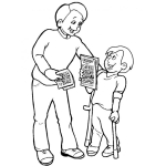Dibujo para colorear Dibujo De Papa Compartiendo Con Hijo Minusvalido Para Pintar Y Colorear