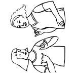 Dibujo para colorear Dibujo De Amigas Sordomudas Hablando Con Senales Para Pintar Y Colorear