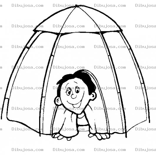 Dibujo para colorear Dibujo De Nino En Una Carpita Para Colorear