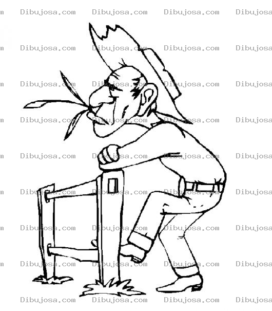 Dibujo para colorear Dibujo De Vaquero En Una Cerca Masticando Hojas De Pasto Para Pintar Y Colorear