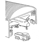 Dibujo para colorear Dibujo De Avion En El Hangar Para Pintar Y Colorear